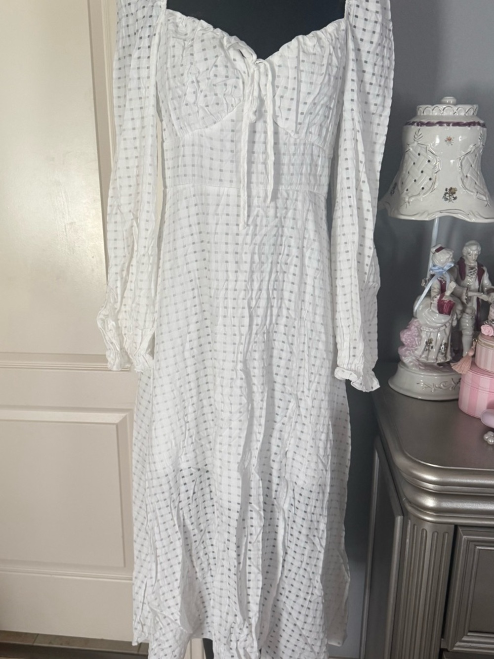 White Long Sleeve Maxi Dress - Elegant Beach to Brunch. NWOT Size 8/10